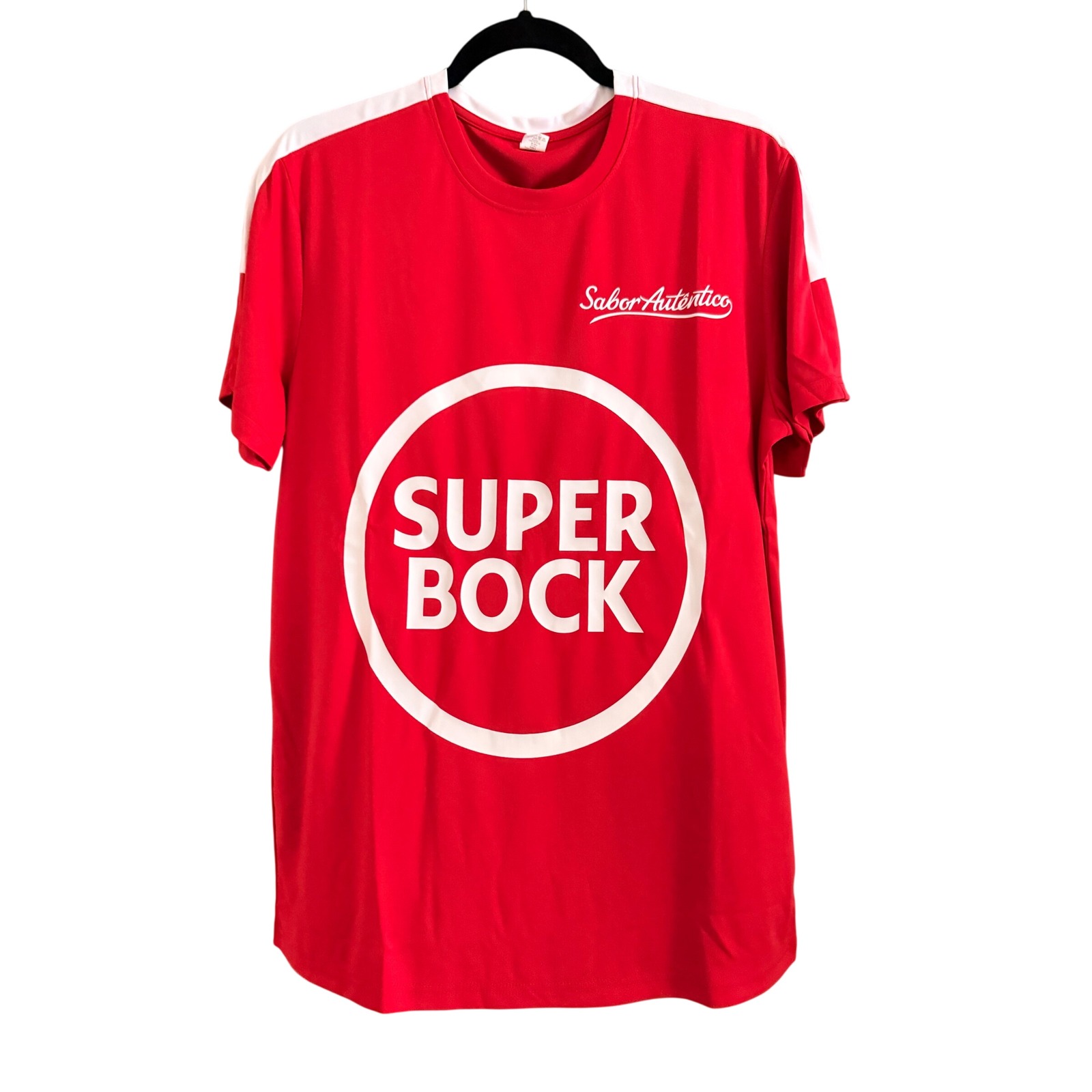 Super Bock Portugal Beer Soccer Jersey Mens Medium Red White Promo Shirt